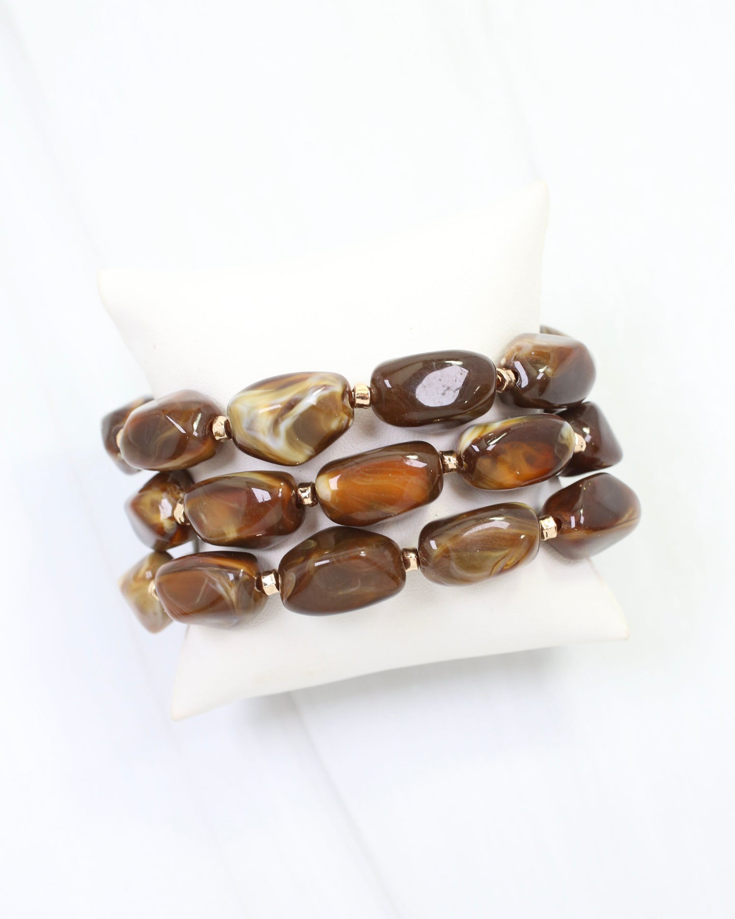 Eimy Beaded Stretch Bracelet Set Brown