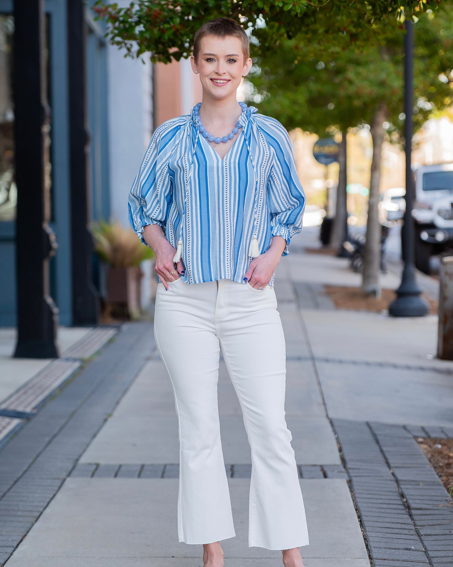 Silverpine 3/4 Sleeve Striped Top