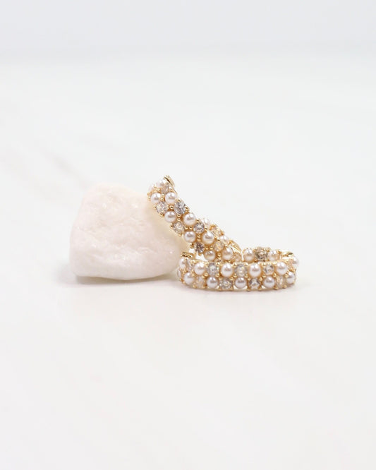Emory Pearl and CZ Hoop Earring Gold