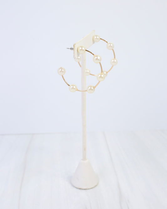 Mount Pleasant Pearl Hoop Earring Gold
