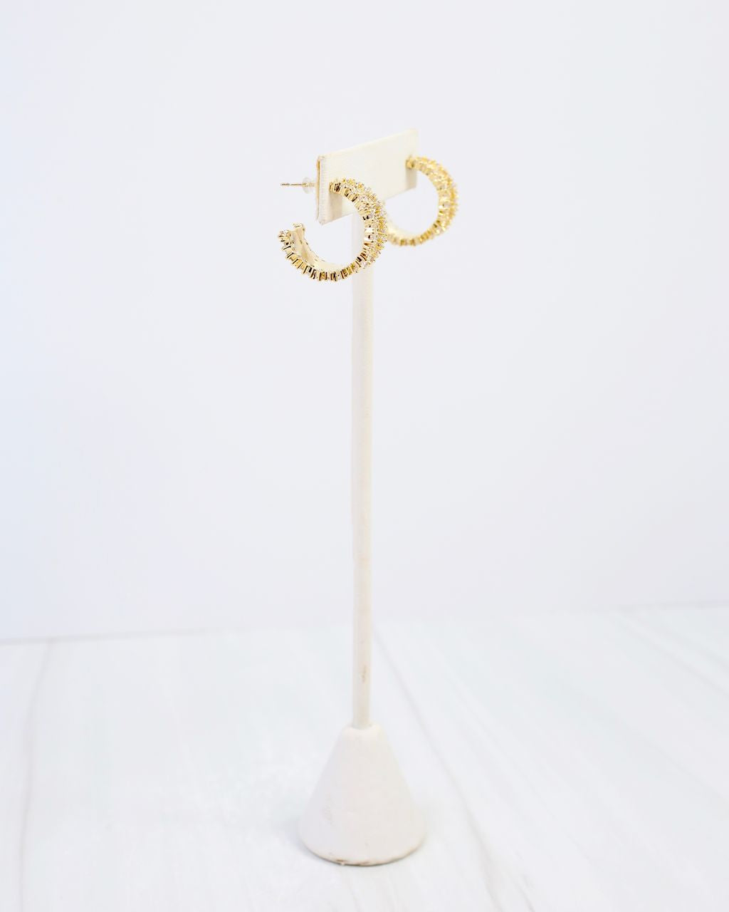 Forest Hills Textured CZ Hoop Earring Gold