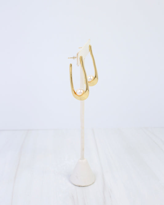 Long Beach Hoop Earring with Pearl WR Gold
