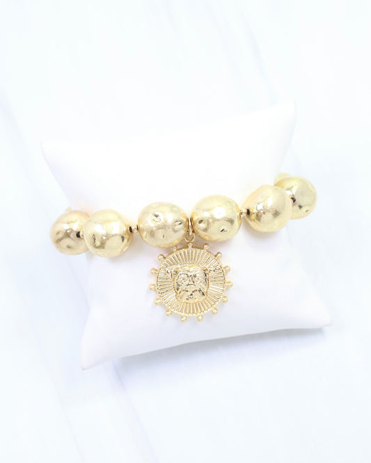 Carmen Coin Stretch Bracelet Dog Worn Gold