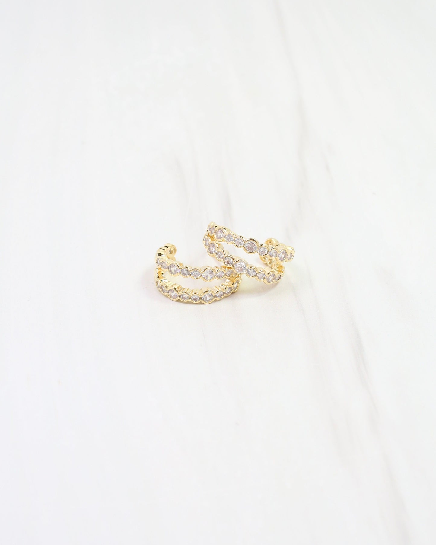Andrea Two Row CZ Hoop Gold