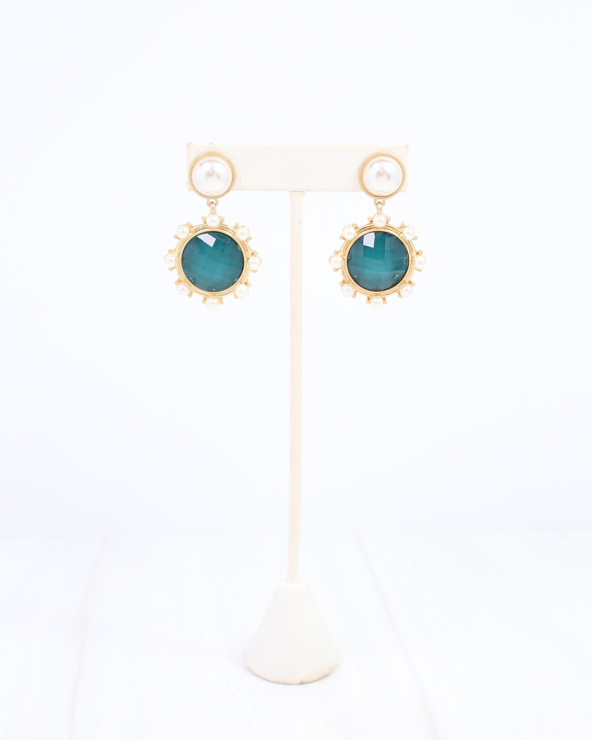 Mayra Faceted Pearl Earring Teal