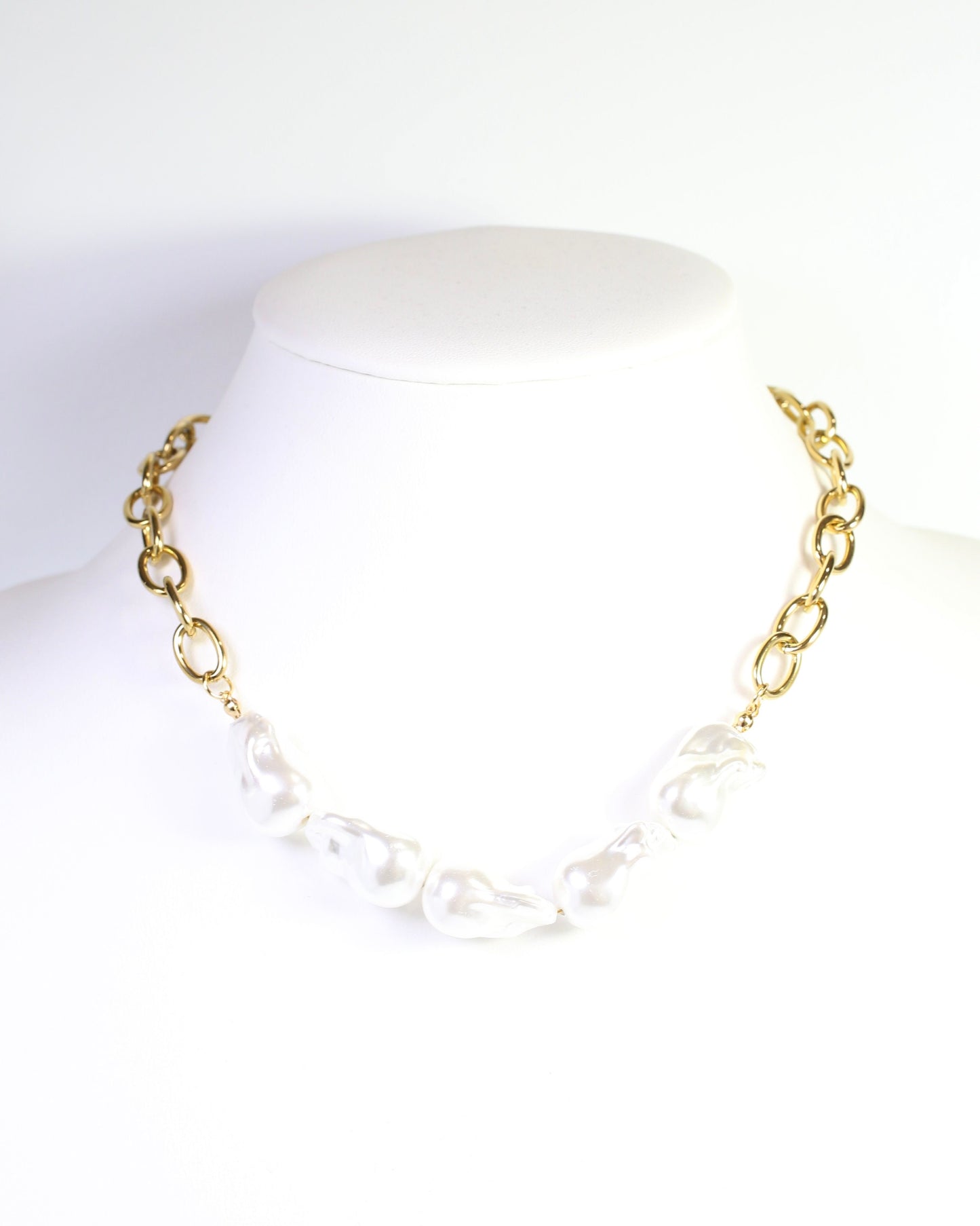 Darya Baroque Pearl Link Necklace WP Gold