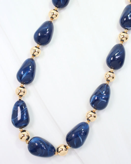 Giana Swirl Beaded Necklace Navy