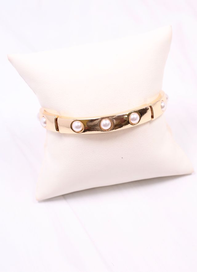 Addy Stretch Bracelet with Pearls Gold