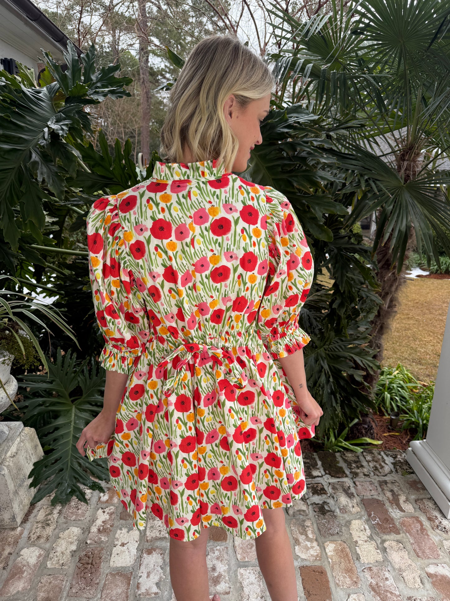 Poppy Fields Red Floral Print Dress