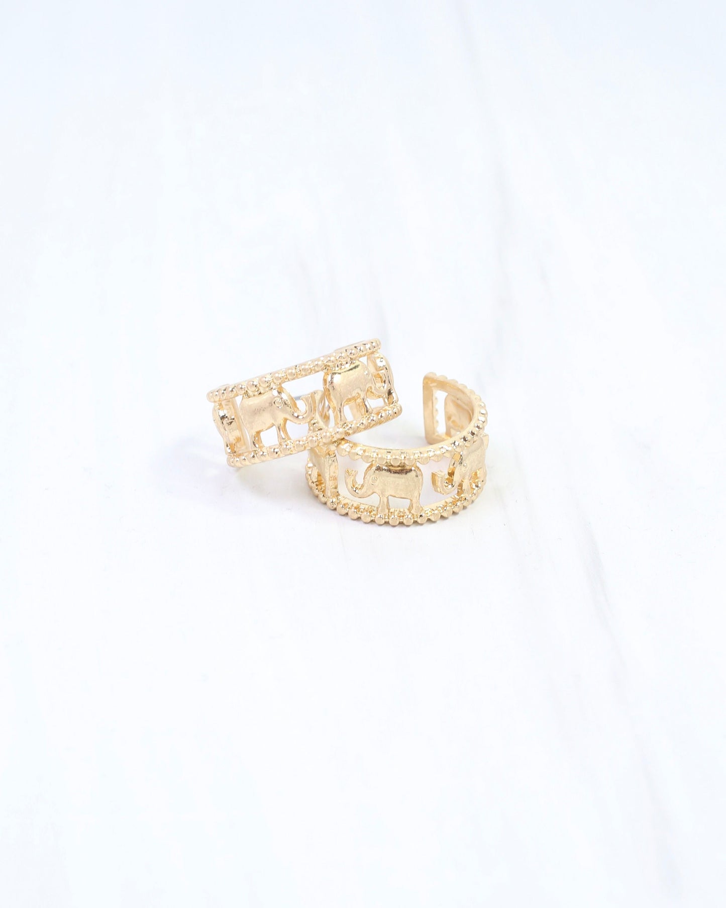 Murphy Elephant Hoop Earring Worn Gold