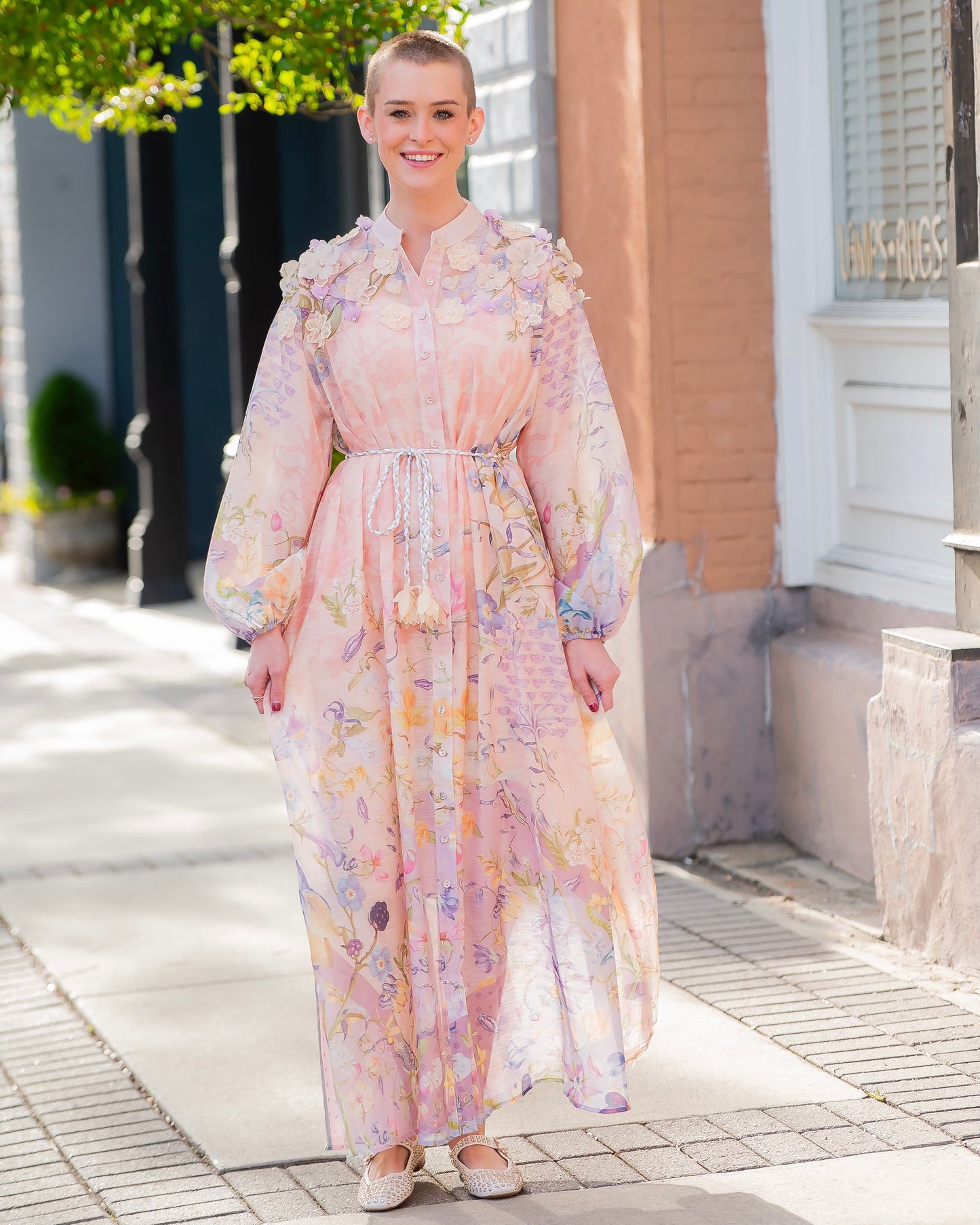 Abigail Lavender Floral Button Down Dress