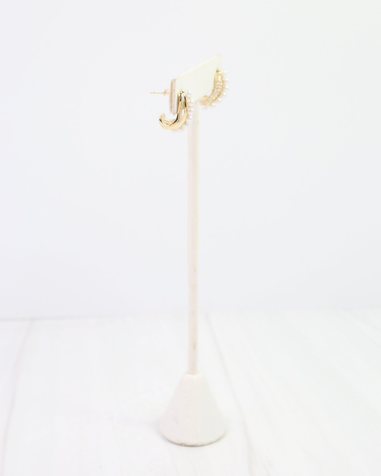 Harris CZ and Pearl Earring Gold