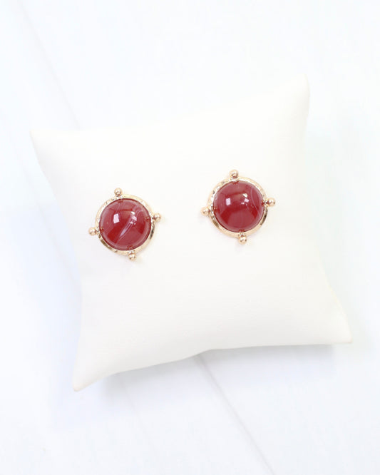Florissant Round Post Earring Maroon