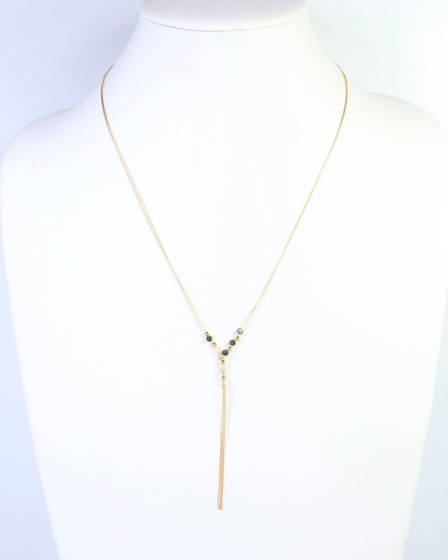 Merida Beaded Tassel Necklace Olive