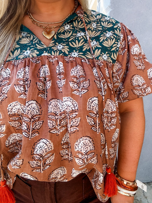 Rebekah Tie Top in Brown