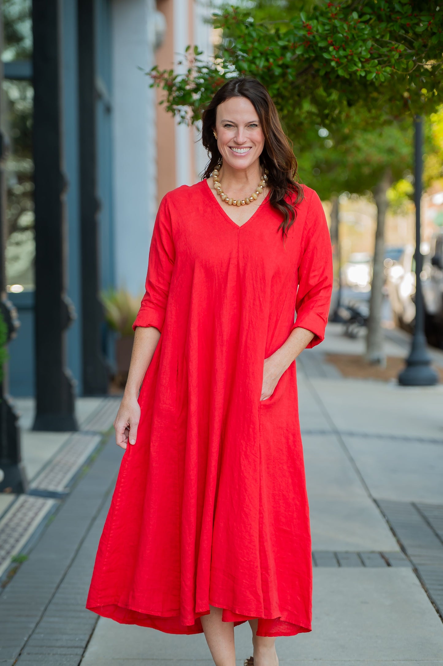 Astor Linen Long Sleeve Maxi Dress