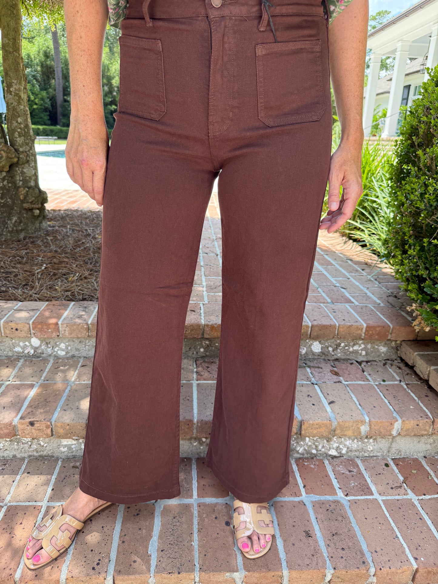 Just Black Mini Patch Pocket Jeans- Brown