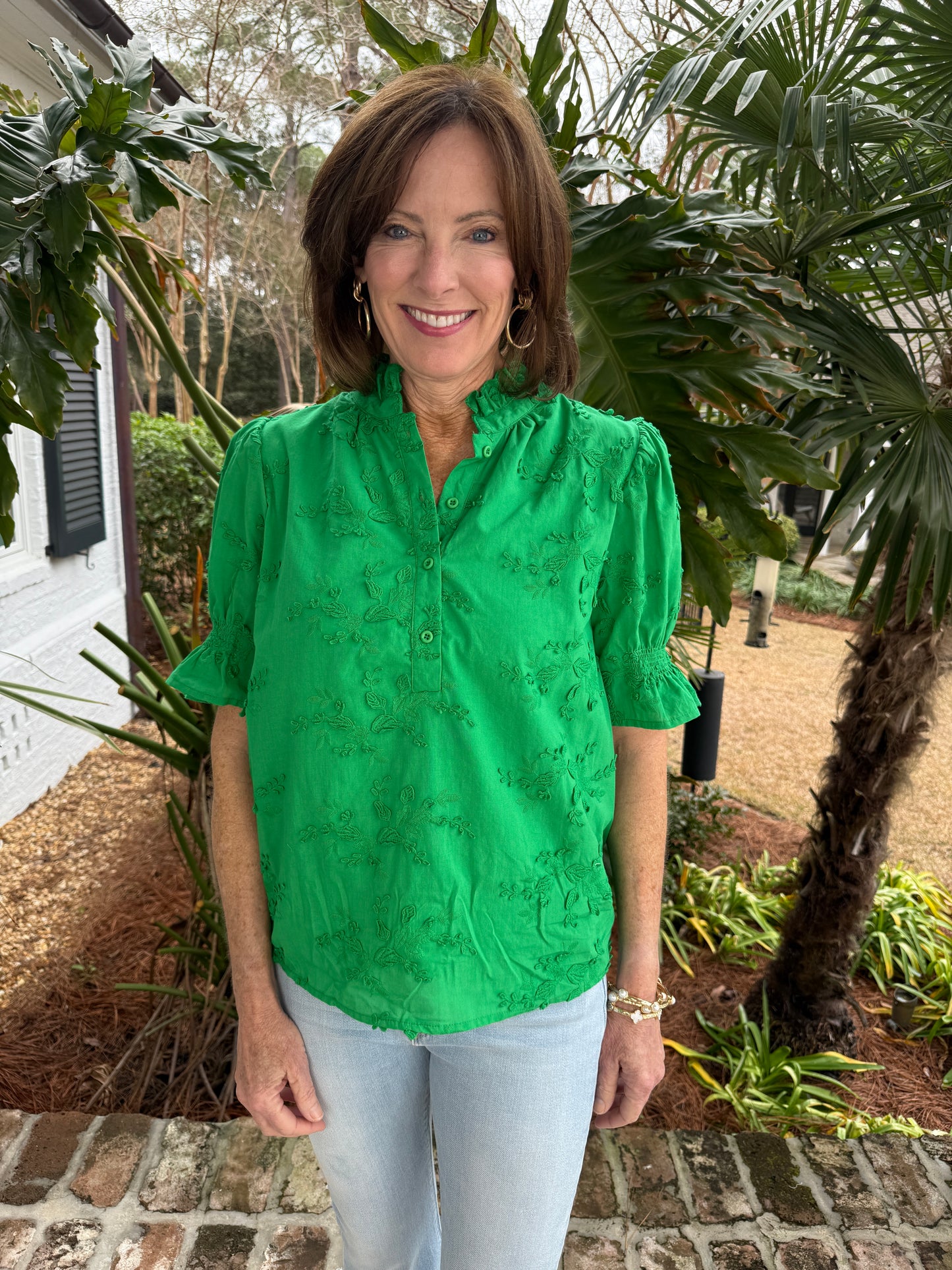 Got Right With It Green Textured Top