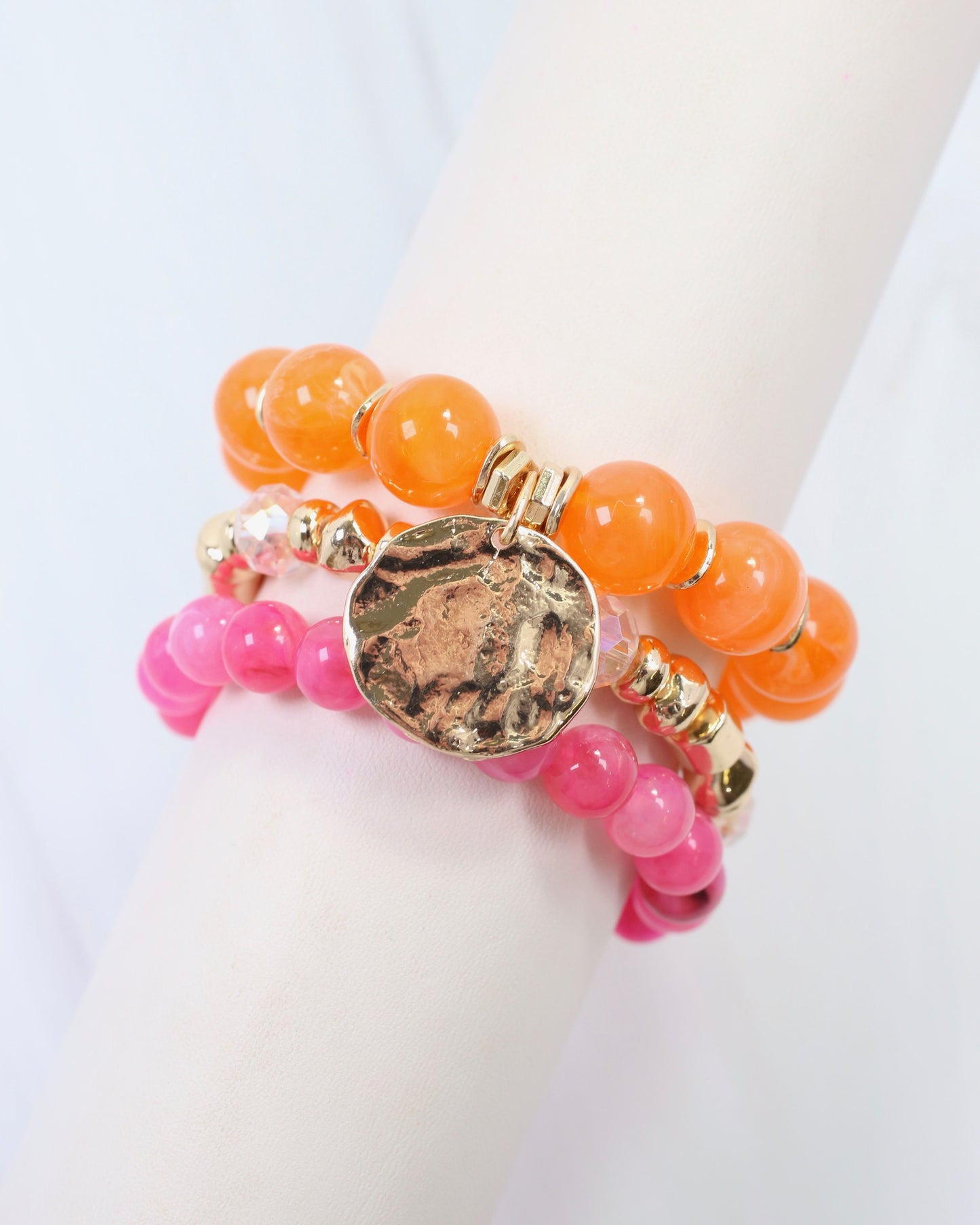 Biloxi Beaded Bracelet Set Fuchsia