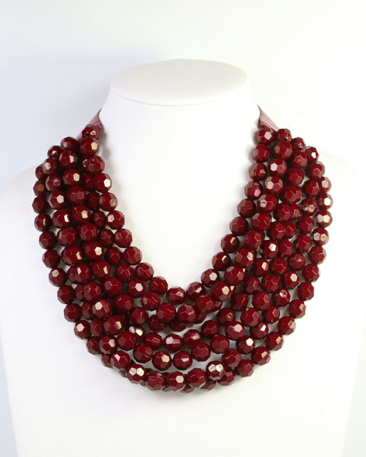Cadence Multi Layered Beaded Necklace Maroon
