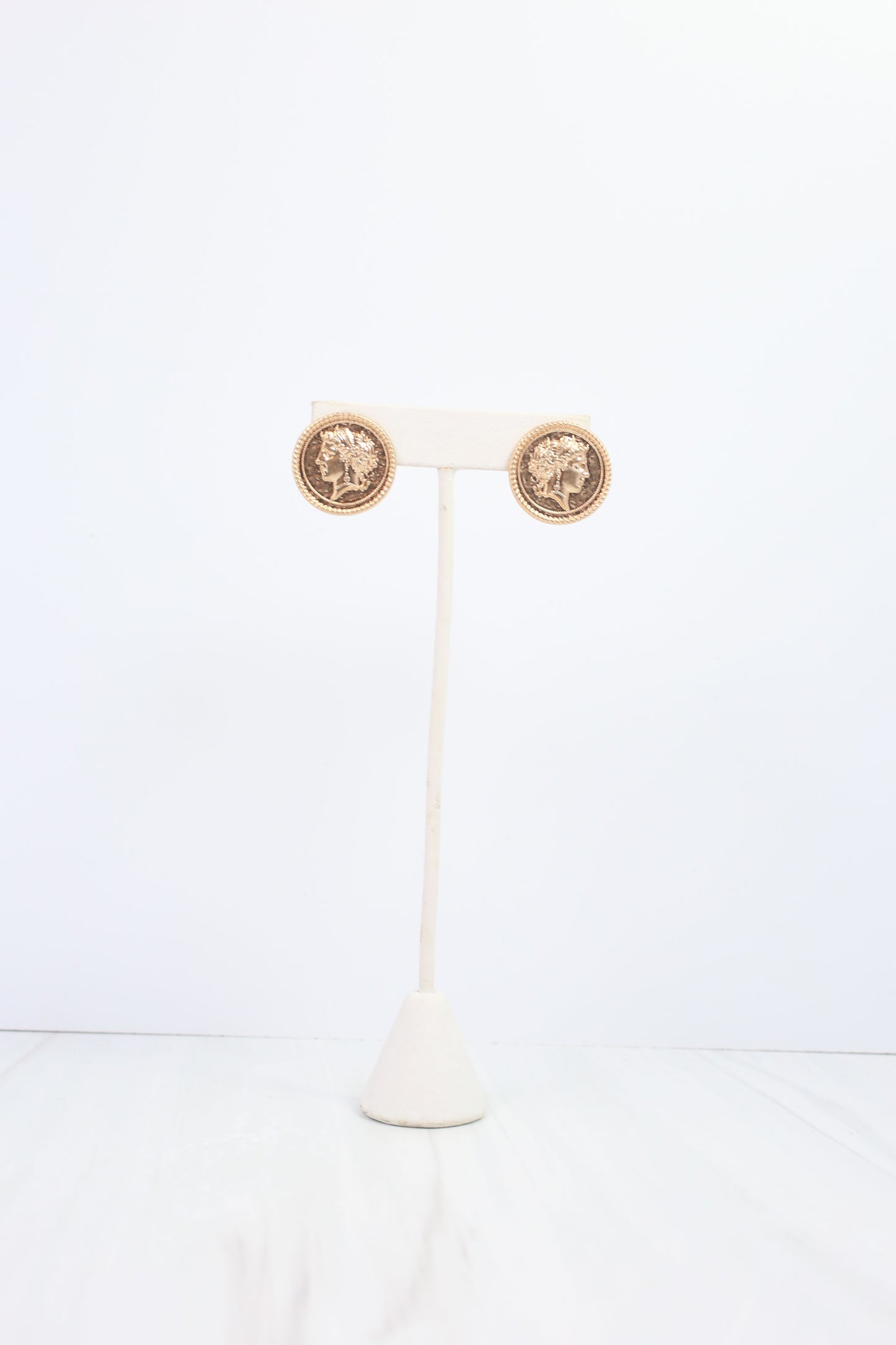 Forbes Coin Stud Earring Worn Gold