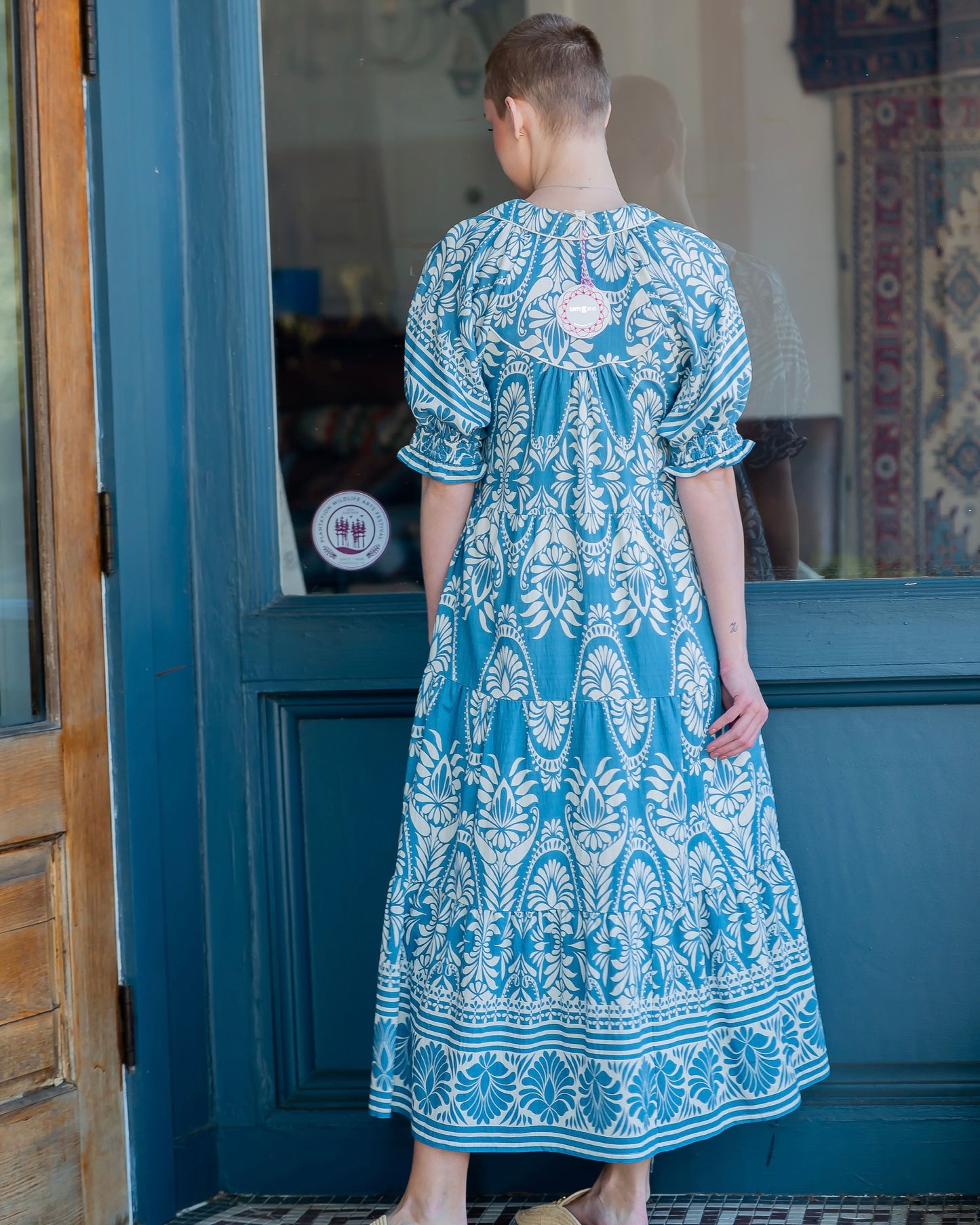 Sonnet Border Print Tiered Dress