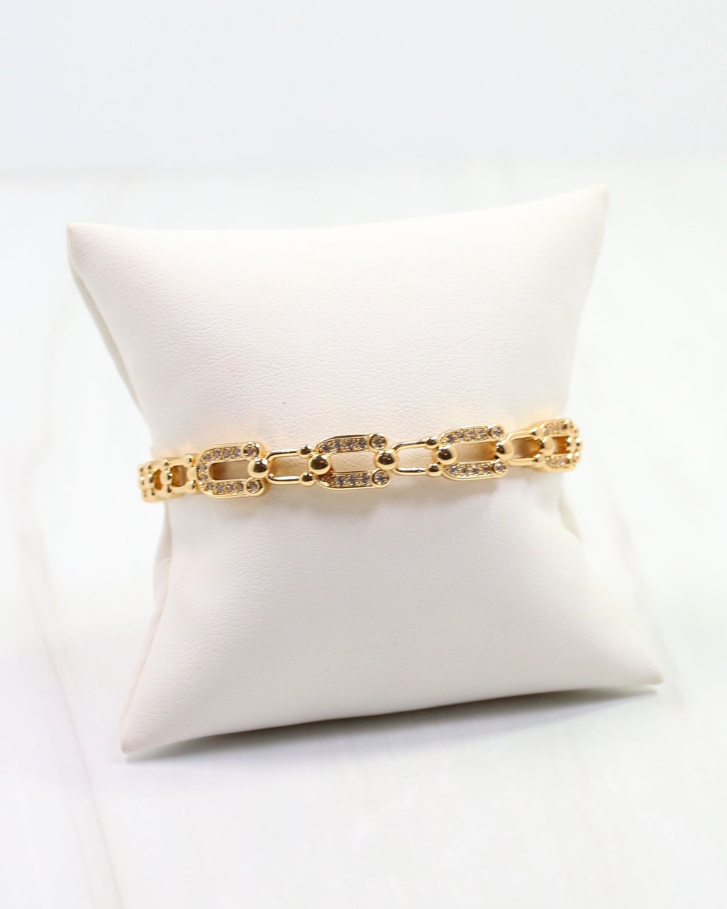 Halle CZ Horsebit Cuff Bracelet Gold