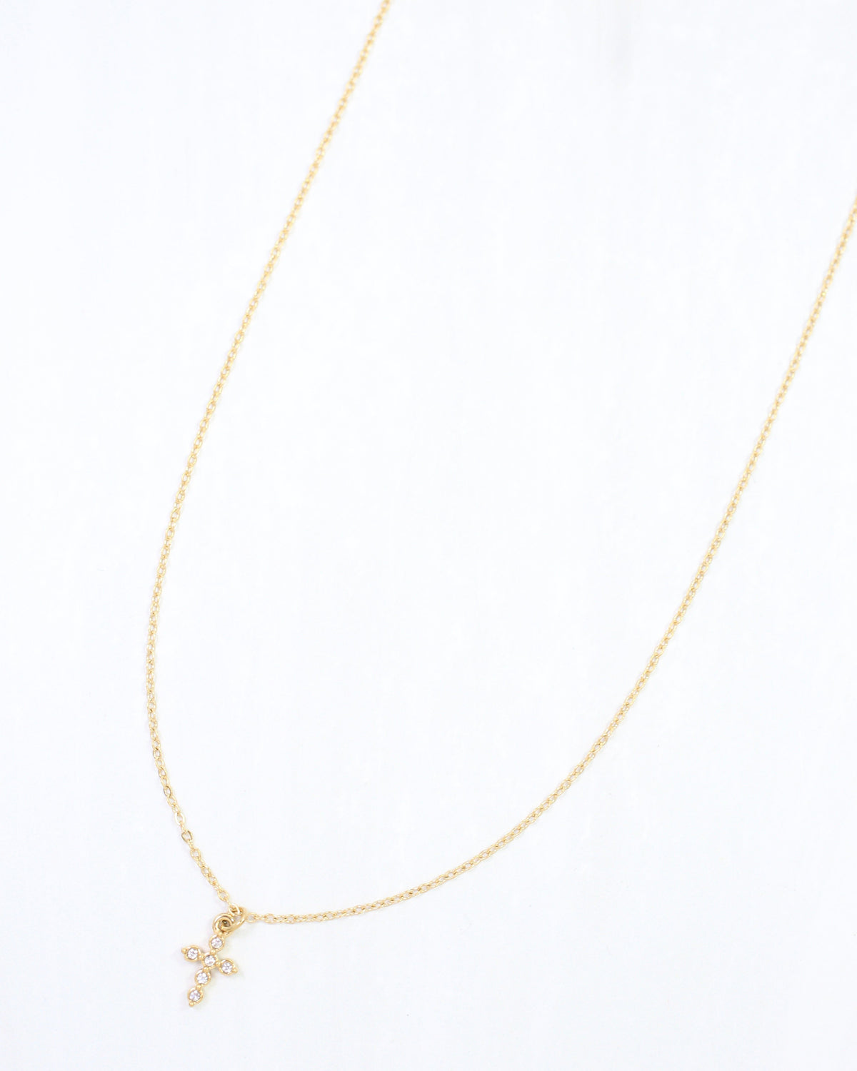 Josephina Pave Cross Necklace WP Gold