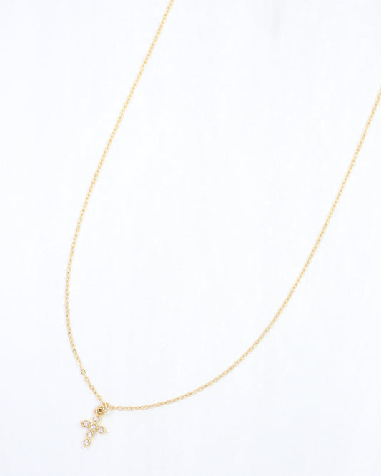 Josephina Pave Cross Necklace WP Gold