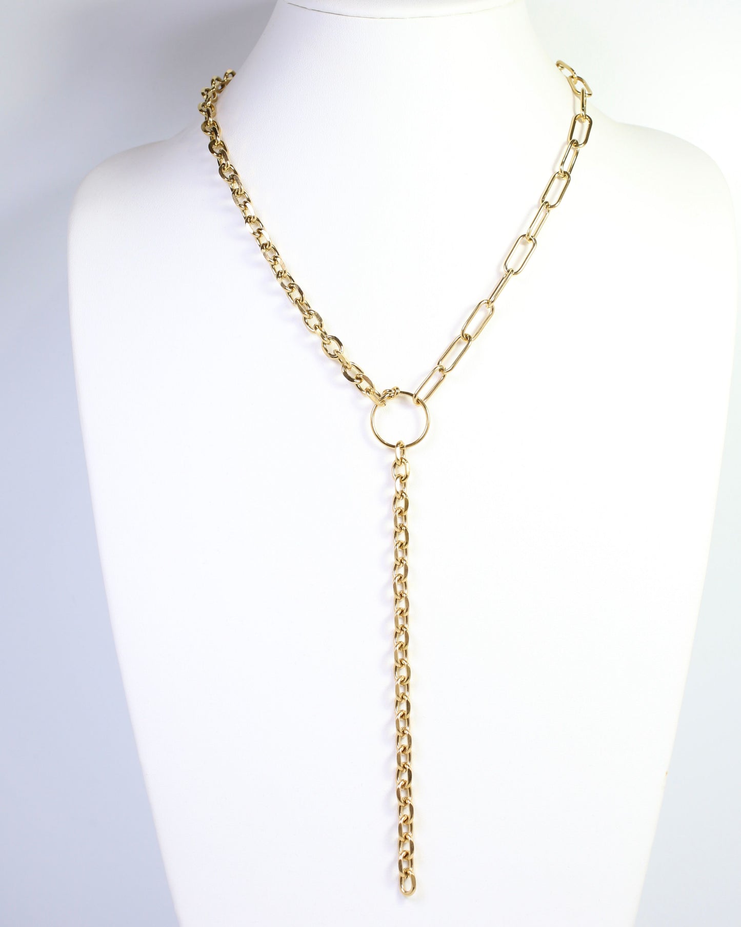 Corina Asymmetric Link Y Necklace WP Gold