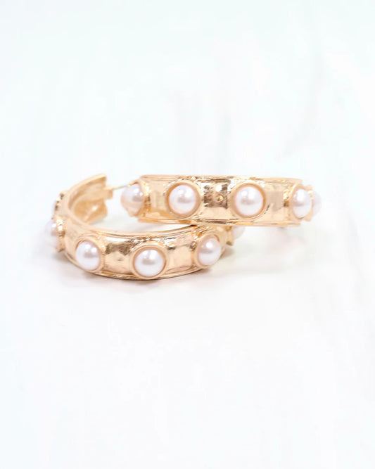 Frazee Pearl Hoop Worn Gold