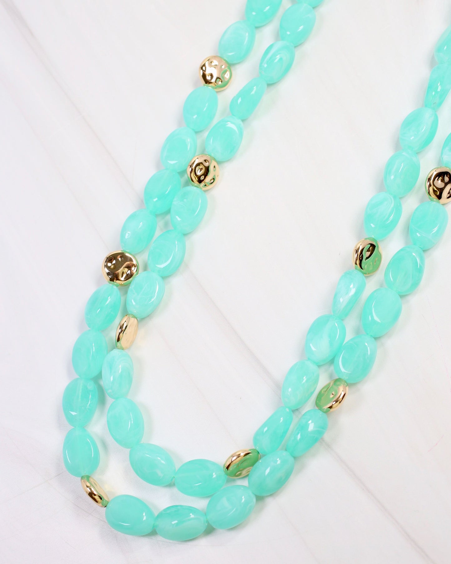 Amesbury Beaded Layered Necklace Aqua