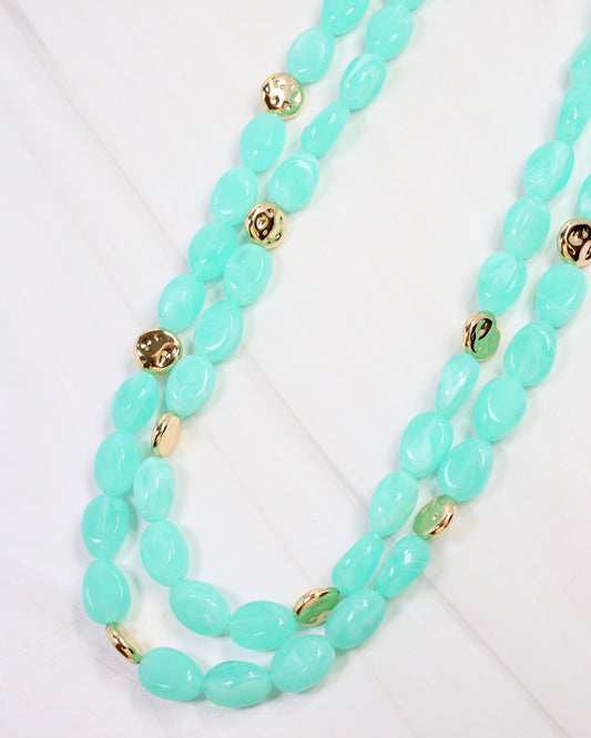 Amesbury Beaded Layered Necklace Aqua