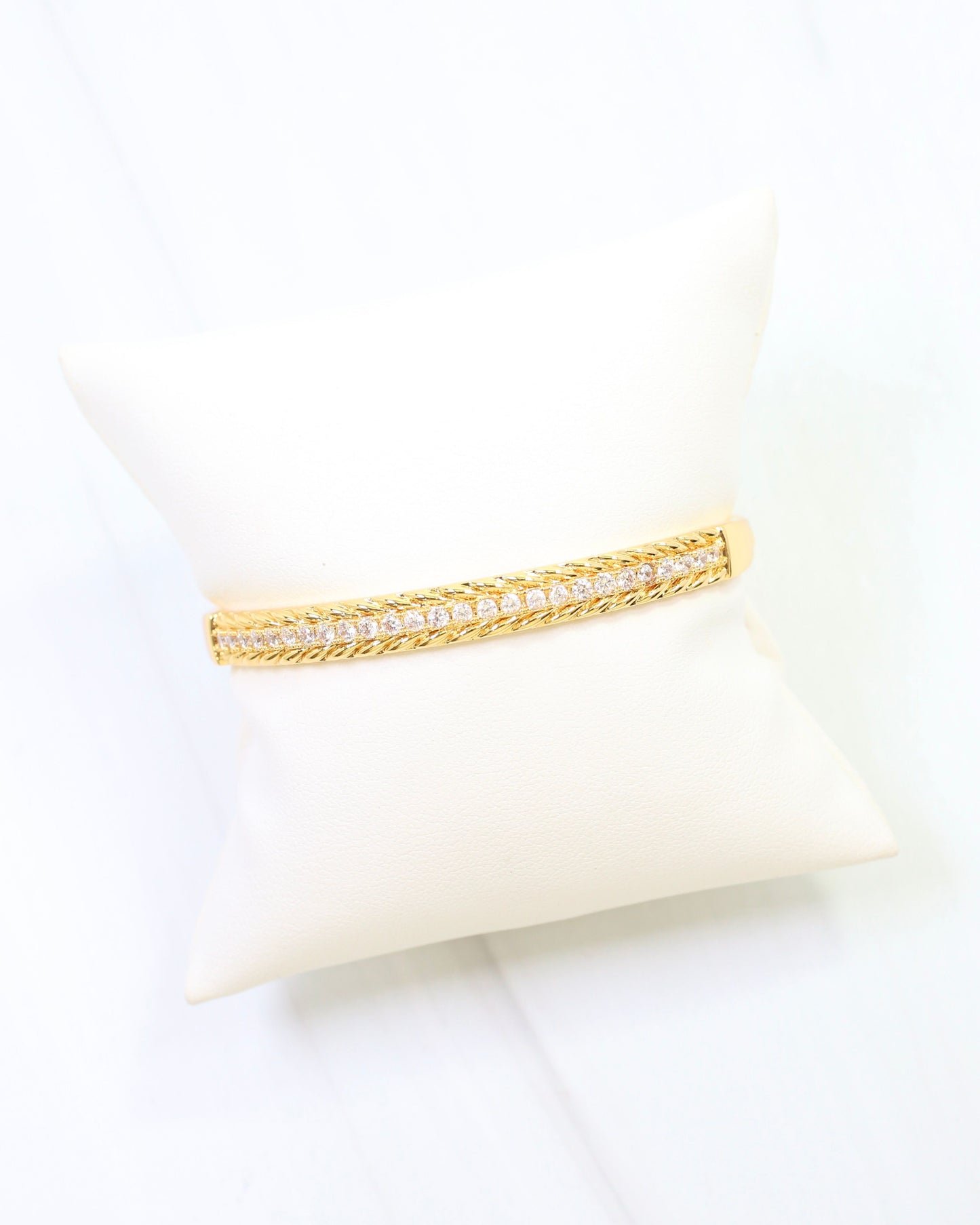 Nicole CZ Rope Bangle Bracelet WR Gold