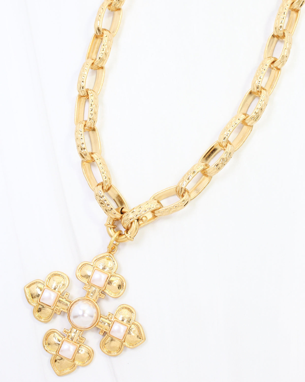 Birkhall Pearl Cross Pendant Necklace WRVG
