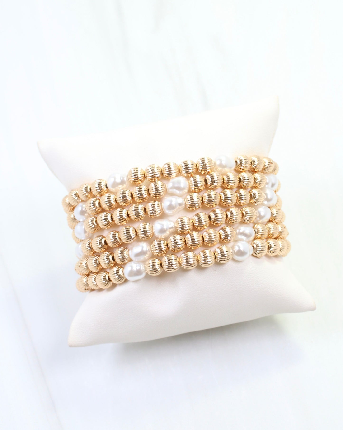 Cambria Beaded Bracelet Set Gold