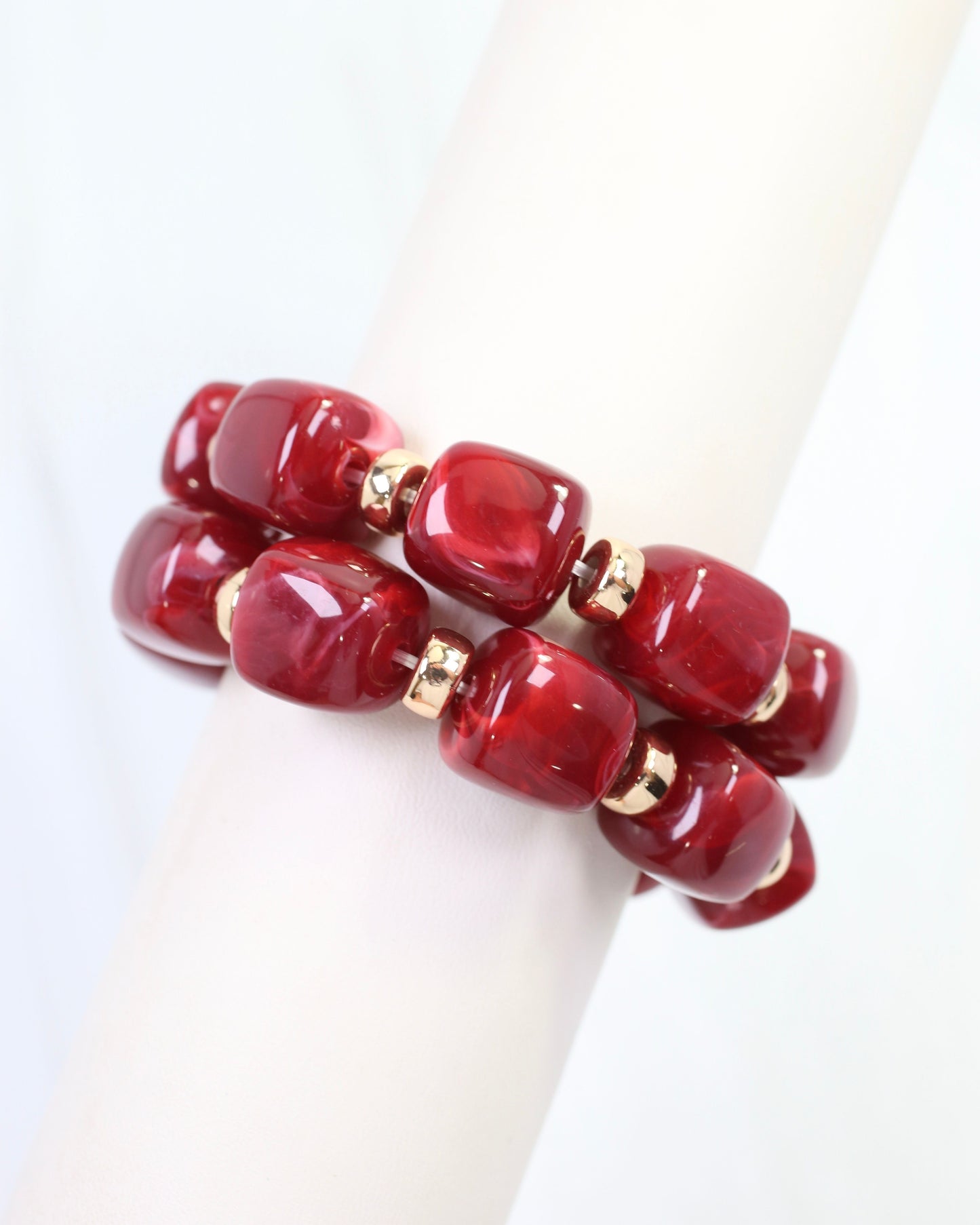 Raquel Beaded Bracelet Set Burgundy