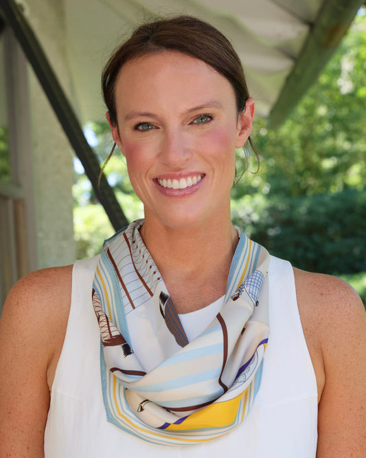 Regal Horse Print Scarf Light Blue