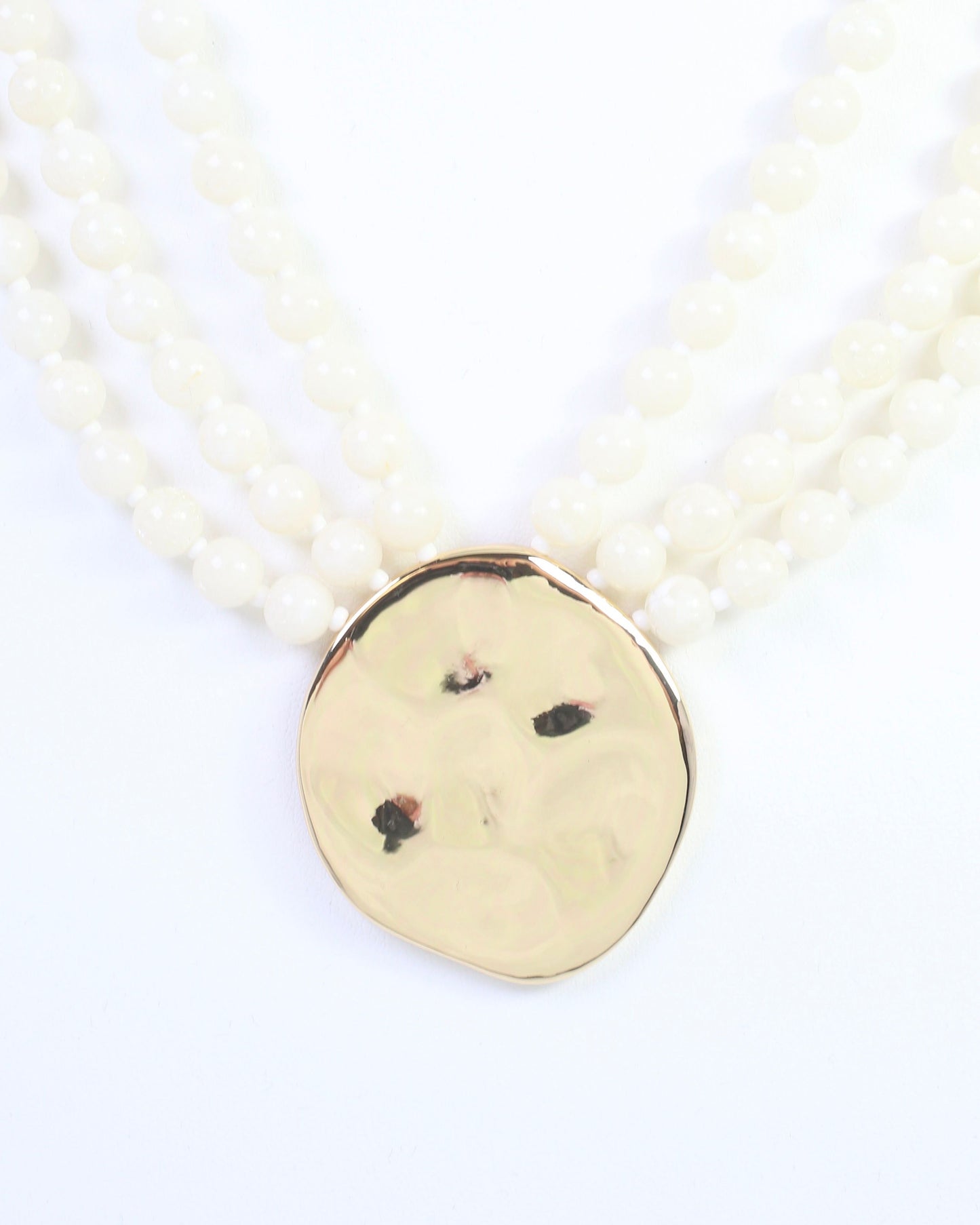Kori Beaded Layered Necklace with Pendant Ivory