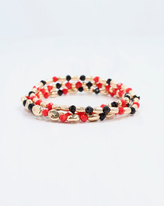 Spirit Beaded Bracelet Set Red Black