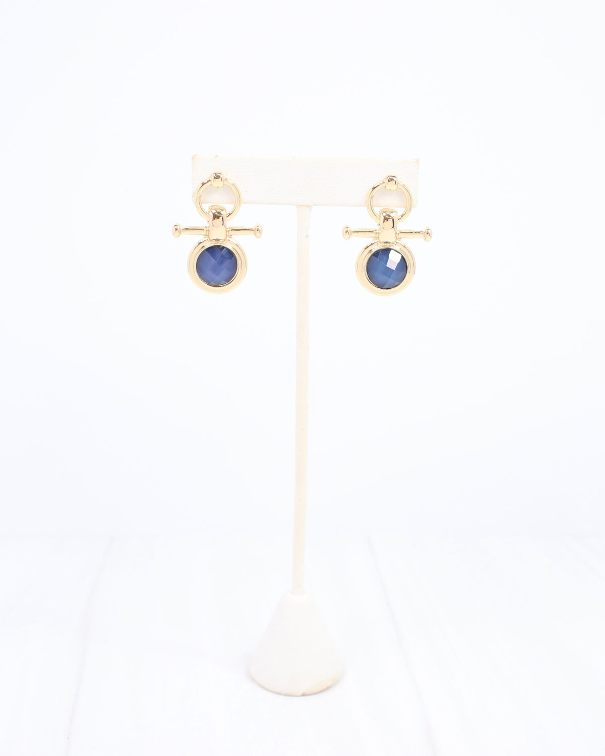 May Faceted Post Earring Navy