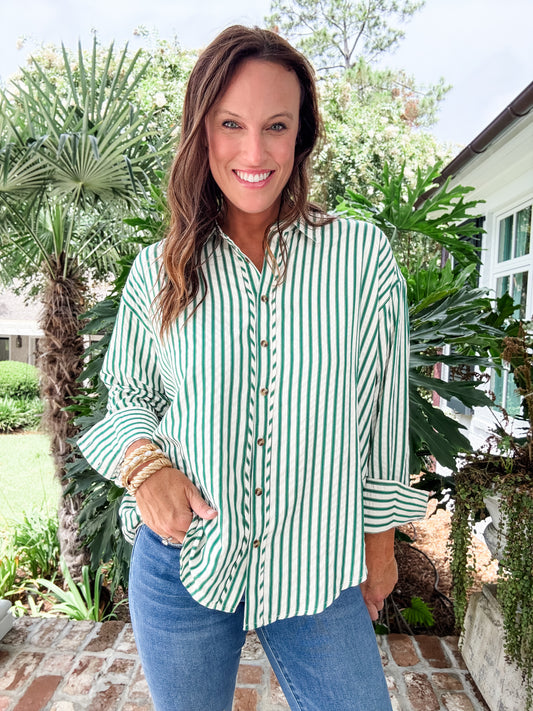 Colette Striped Top- Green