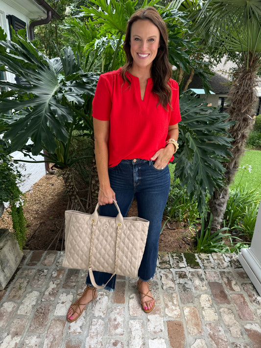 Avalon Short Sleeve Top- Red