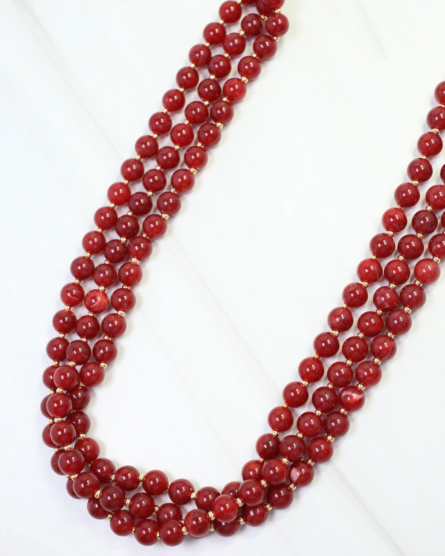 Brinley Beaded Layered Necklace Burgundy