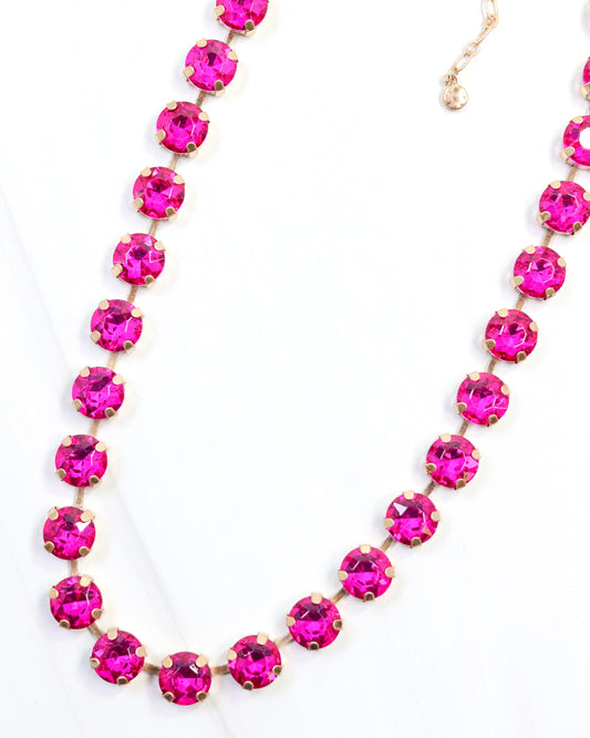 Andi Rhinestone Necklace Fuchsia