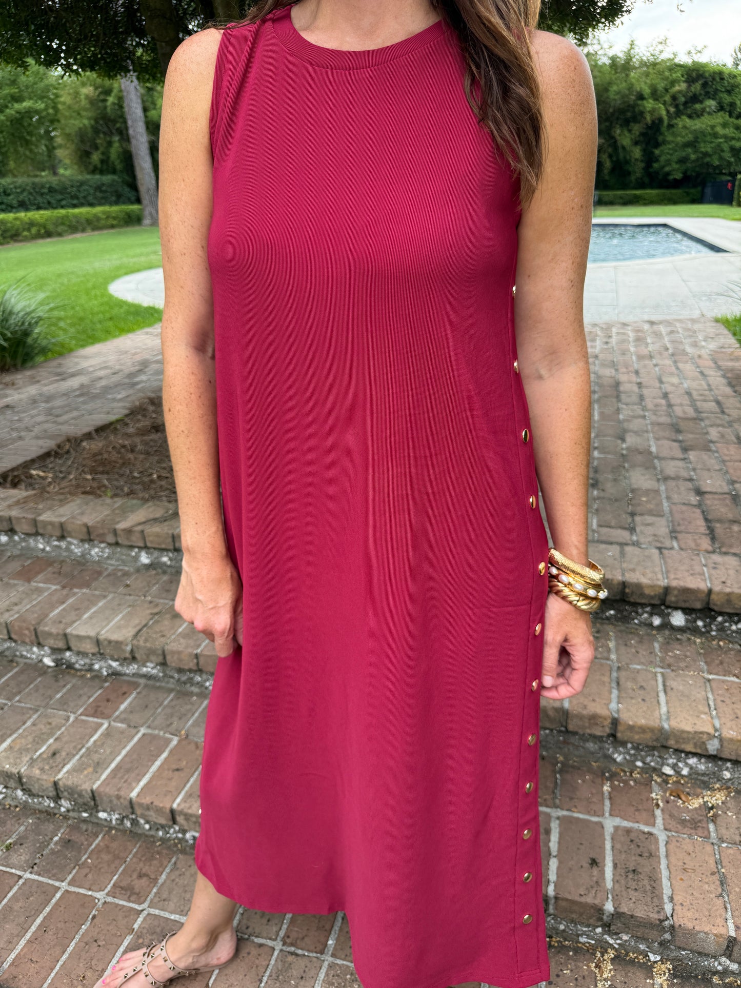 Landry Ribbed Midi Dress- Garnet