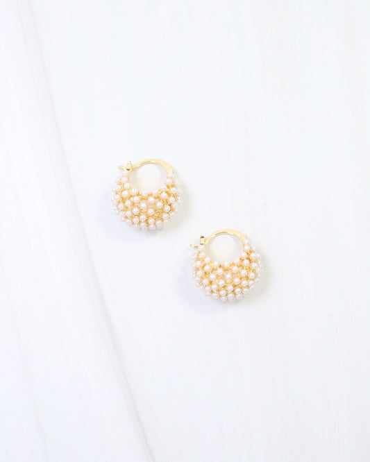 Roswell Pearl Cluster Hoop Earring WR Gold