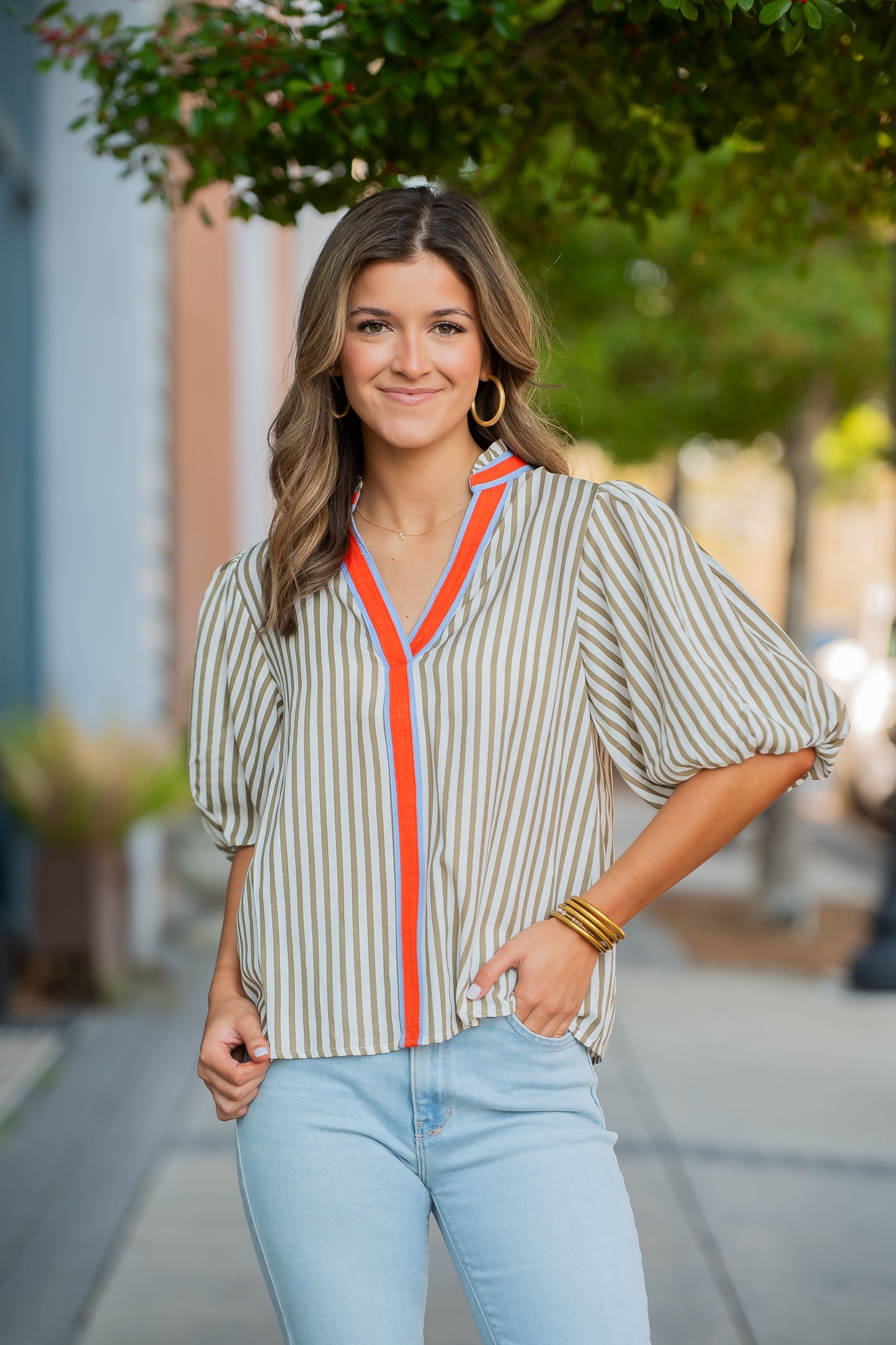 Pauline Puff Sleeve Striped Top
