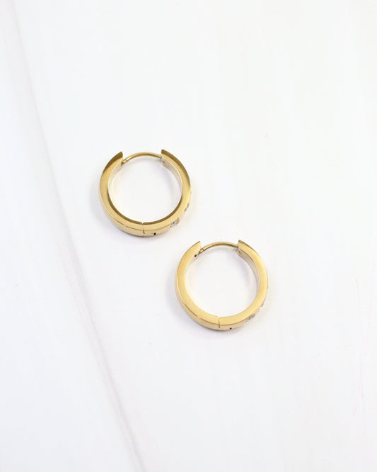 Springfield CZ Hinged Hoop Earring Gold