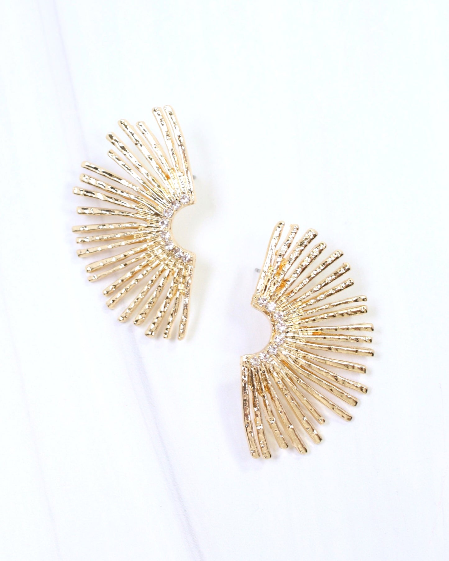 Amarie CZ Fan Post Earring Gold